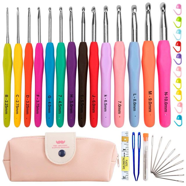 Cuadros Decorativos Juego de ganchos de ganchillo de aluminio, 14 Uds., mangos suaves, agujas de tejer, manualidades de costura DIY Ehuebsd Nuevos Originales