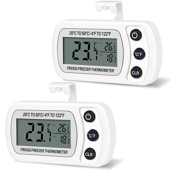 2pcs Digital Frigidaire Fridge Thermometer-20 To 50c With Hook(white)