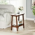 thumbnail image 2 of High-Quality Slim Side Table with Storage & Vintage Charm Retro reddish brown narrow slate side table fits small spaces. Sturdy MDF & rock plate., 2 of 8