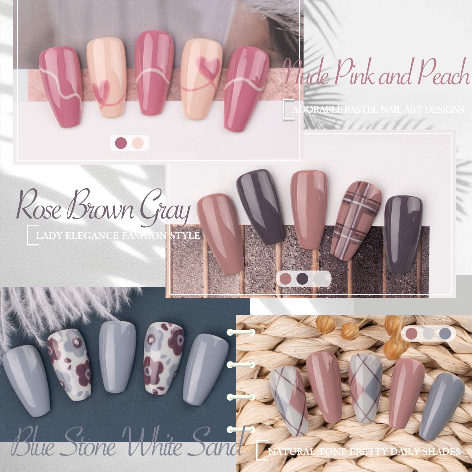 Gellen Gel Nail Polish Kit 6 Colors Nudes & Grey photo 4