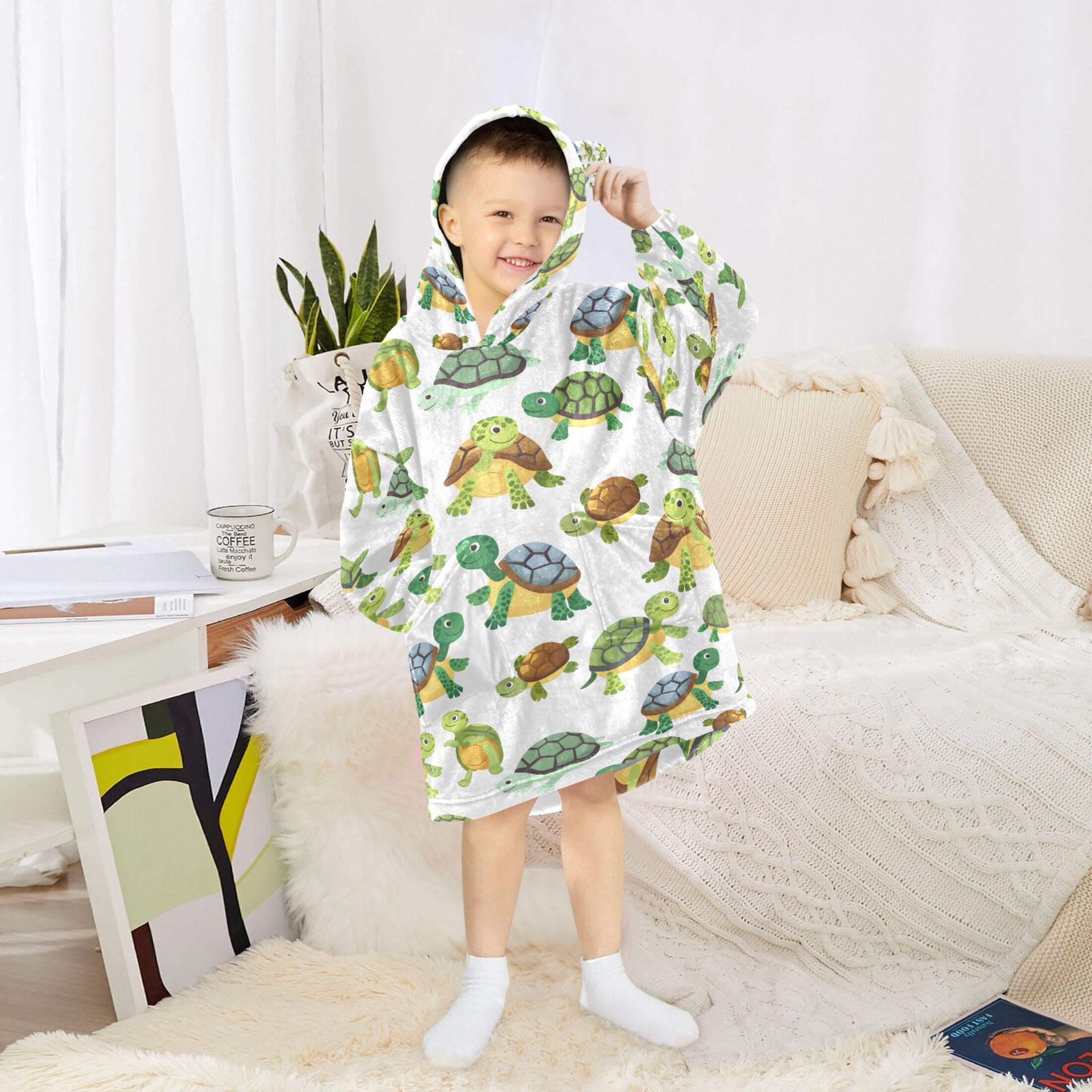 joogoo Wearable Blanket Hoodie for Cute Turtles Oversized Sherpa Hooded 3-14 YR M