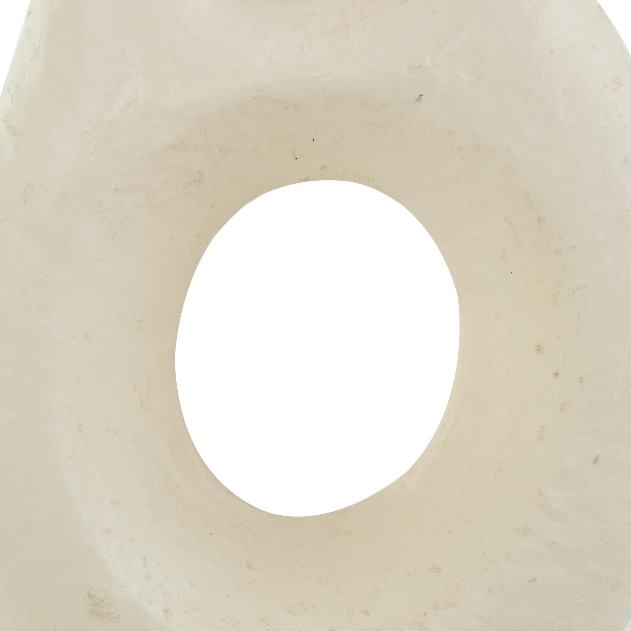 DecMode 12" Abstract Rounded Beige Paper Mache Vase with Double Openings