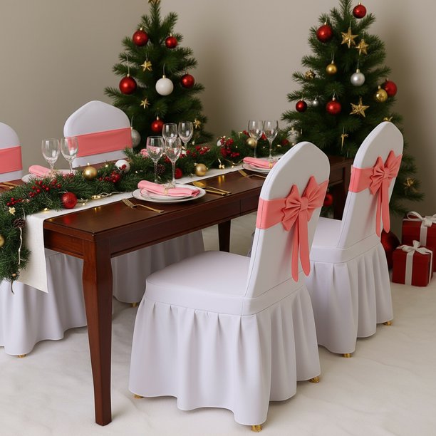 Lazos elásticos para sillas | Cintas elásticas para sillas, ideales para fiestas, bodas y decoración navideña | Cinta decorativa de poliéster para sillas de comedor y tocador | 40 cm de largo