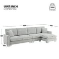 thumbnail image 3 of Modern Cloud Sectional Sofa, Small Space L-Shaped Sofa with Oversized Chaise , 4 Seat Chenille Upholstered Couch for Living Room, Bedroom, Light Gray, 3 of 9