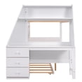 thumbnail image 6 of Twin over Full Bunk Bed with Trundle, Wood Triple Beds Frame with Built-in Desk, 3 Drawers and Open Storage Shelf, for Kids Teens Boys Girls, White, 6 of 7
