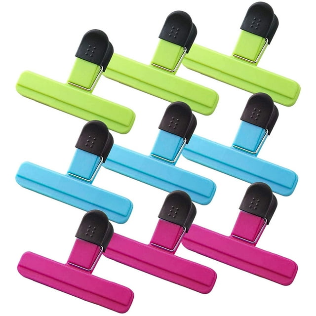 9 Pcs Chip Bag Clips, Good Grips Bag Clips, Multipurpose Bag Clips Pack of 9 Chip Bag Clips, Assorted Sizes Food Bag Clips Plastic Heavy Seal Grip