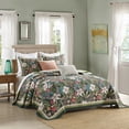 thumbnail image 2 of 3-Piece Lightweight Polyester Tropical Leaf and Flower Quilt Bedspread Set, 2 of 14