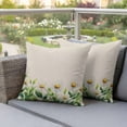 thumbnail image 4 of Daisy Flowers Pillow Covers 2 Pack Spring Floral Leaf Pillowcase Waterproof Outdoor Throw Pillow Cover for Patio Garden Square Cushion 24”x24”, 4 of 9