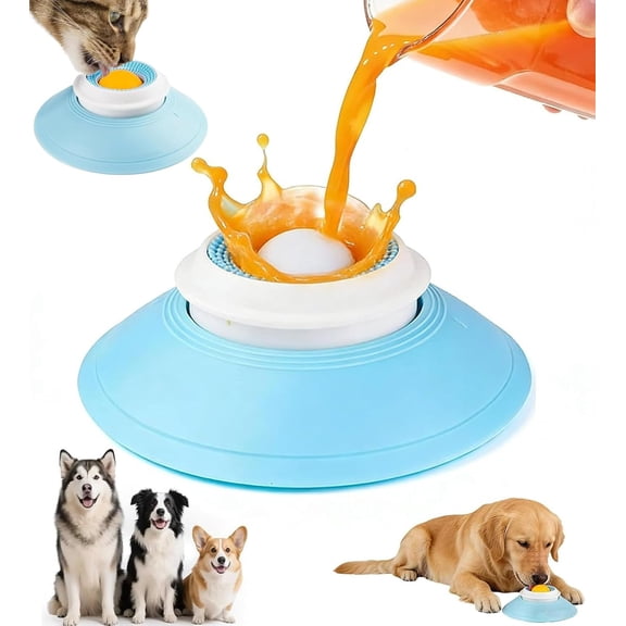 Lick Sphere Dog, Cat Dog Treat Dispenser Toy for Liquid Food, Pet Slow Feeder Bowl Entertained Ball-in for All Breeds, Non-Slip Licking Bowl Enrichment Toys for Anxieties Relief