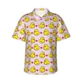 thumbnail image 2 of Picia Ducks And Pink Heart Gentle Cotton Regular Fit Short Sleeve Casual Hawaiian Shirt for Men-Large, 2 of 8