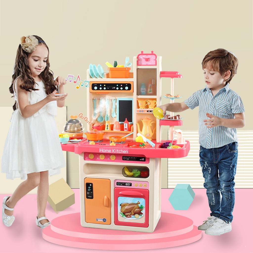 Details about   Kids Large Kitchen Playset Girls Boys Pretend Cooking Toy Play Set Pink Gift US