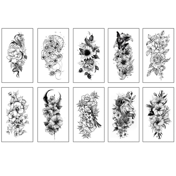 Sketch Flower Premium Ins Black and White Rose Sexy Butterfly Animal Flower Arm Patch