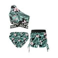 thumbnail image 2 of HULIJA Kids Girls 3 Piece Swimsuit Floral Printed Bikini Tankini One Shoulder Crop Top with Shorts Lily 10, 2 of 5