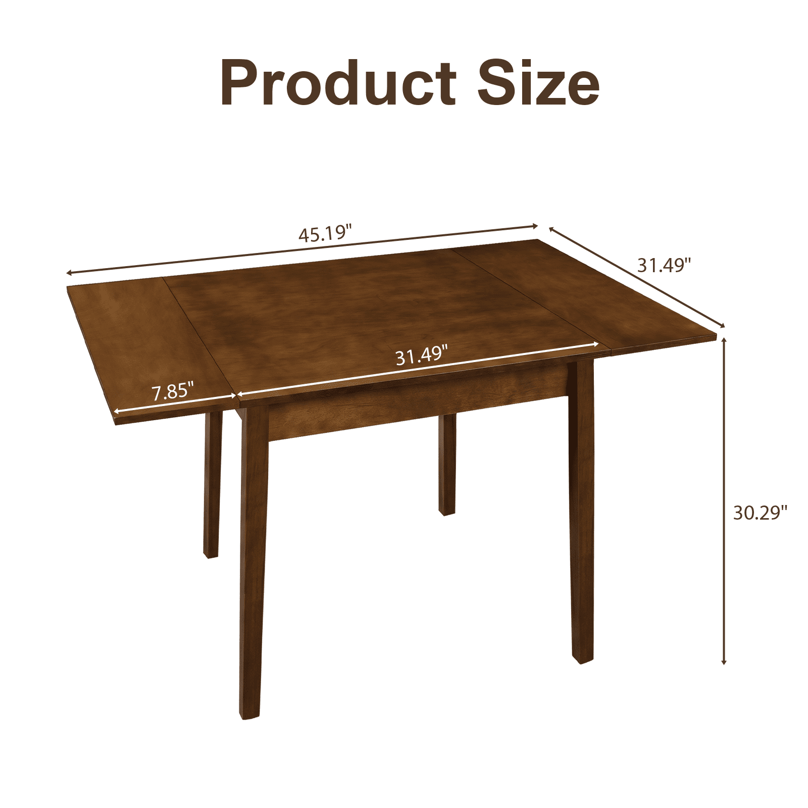 Farmhouse Dining Table 31.5x31.5 Inch Foldable Extendable Solid Wood Legs for Kitchen Apartment