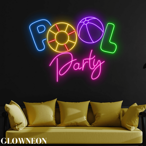 Glownneon Pool Party Wall Decor, Summer Beach Swimming Led Neon Lights