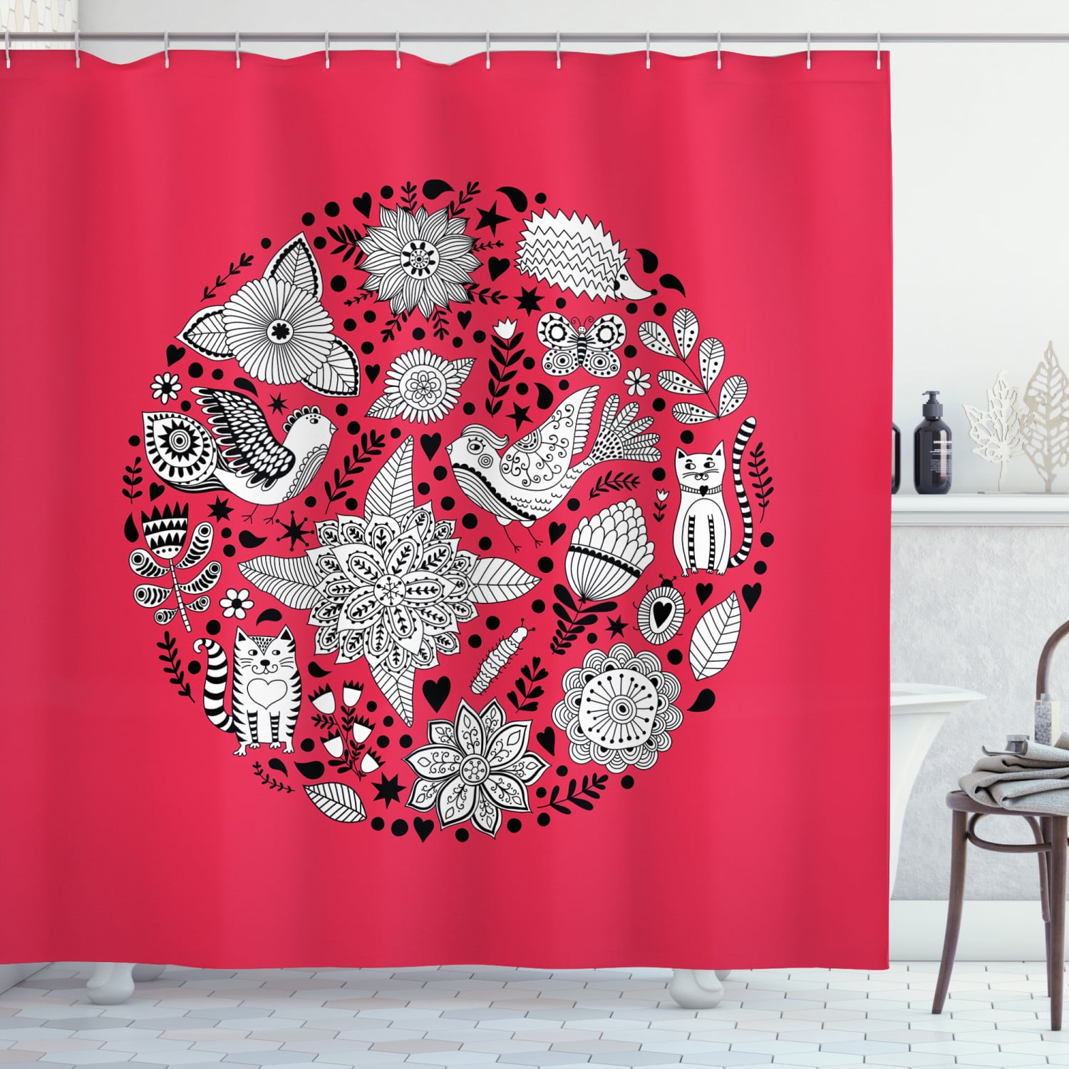 Dove Art Spring Shower Curtain Bird Floral Shower Curtain Big Flowers