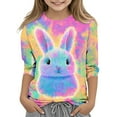 thumbnail image 2 of CFLVAEK Easter Tshirts for Girls Cute Tie Dye Easter Bunny Graphic Tees Casual 3/4 Sleeve Crew Neck Blouses Easter Day Gifts for Kids Multicolor 7 Years, 2 of 5