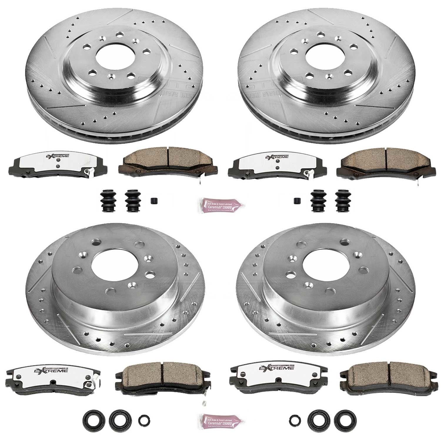 PowerStop Front and Rear Z26 Street Warrior Carbon-Fiber Ceramic Brake Pad and Drilled and Slotted Rotor Kit Fits: BUICK Select Models K4377-26