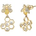 thumbnail image 1 of Pendientes, Aguja de Plata de Ley 925, Abejas Pequeñas de Latón con Circonitas--|Código de modelo2386, 1 of 2