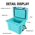 thumbnail image 2 of Portable Hard Cooler 25QT, Rotomolded Insulated Cooler Box with Bottle Opener, Heavy Duty Ice Chest with Cup Holder for Camping, Fishing, Beach, Tailgate, Turquoise, 2 of 10