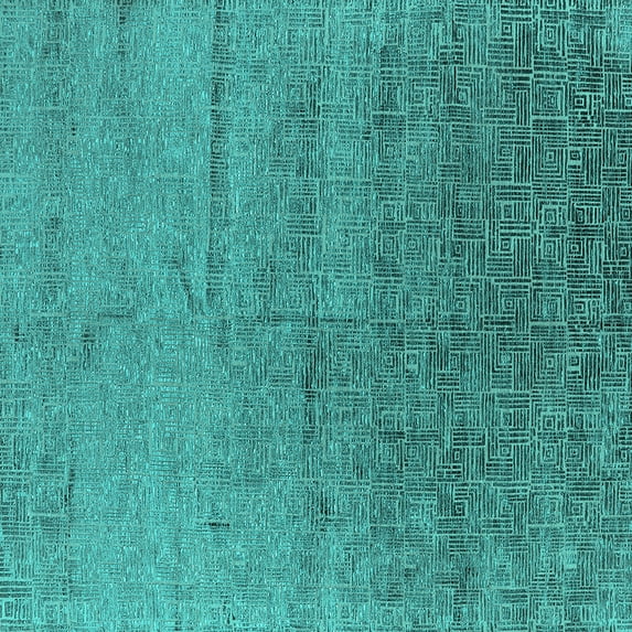 Ahgly Company Machine Washable Indoor Square Oriental Turquoise Blue Industrial Area Rugs, 4' Square