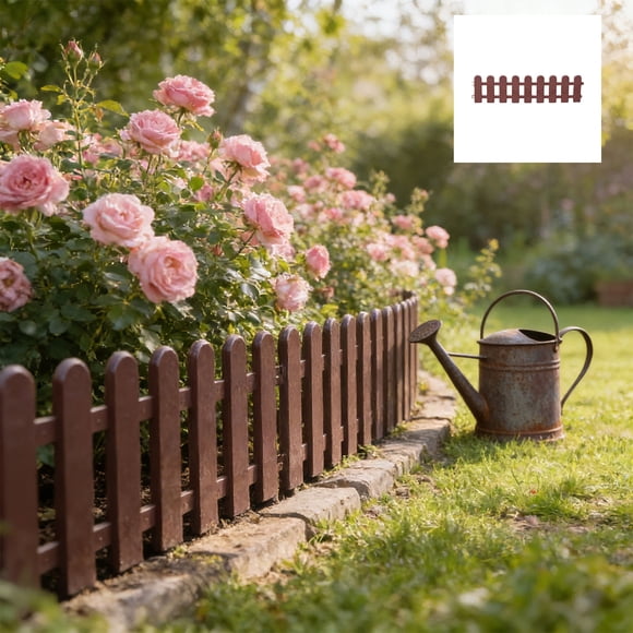 Weloille Garden Fence with Ground Spike, 1 Set of Small Yard Fencing Panel, Weather Resistant Install Decorative Barrier for Patio Lawn Garden Flower Bed Edge Border Decor