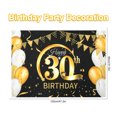 thumbnail image 4 of JTNero Large Happy Birthday Banner Black Gold Birthday Party Background Decoration 80 x 120CM Birthday Banner Sign Poster Anniversary Decoration Supplies for 30th 40th 50th 60th, 4 of 11