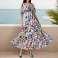 thumbnail image 1 of WILLBEST Vestido Largo Elegante Con Volantes, Mangas Abullonadas Y Un Hombro Floral Para Fiestas Y Eventos., 1 of 3