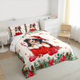 thumbnail image 4 of Homewish Kawaii Christmas Dog Bedding Comforter Set for Kids, Cartoon Santa Claus Hat Twin Comforter Sets, Western Xmas Flower Reversible Bedding Set, Ultra Soft Bedroom Decor, 2 Pieces, 4 of 9