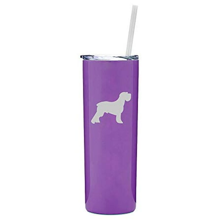 

20 oz Skinny Tall Tumbler Stainless Steel Vacuum Insulated Travel Mug With Straw Schnauzer (Purple)
