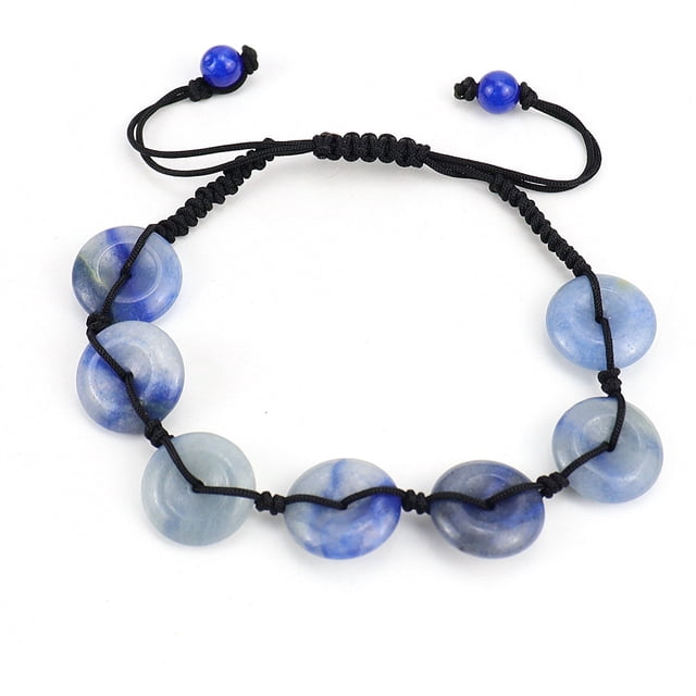 Granjero Gordo Pulsera de cuentas hecha a mano, pulsera con hebilla de seguridad de piedra natural de colores, pulsera con hebilla de seguridad tejida a mano, azul