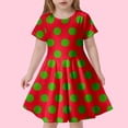thumbnail image 2 of Robes Décontractées pour Filles Tout-Petits Été Imprimé à Pois Col Rond Manches Courtes Ajustée Robe de Plage Mode, Rouge, 4-5 Ans, 2 of 4