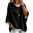 thumbnail image 2 of WULMLEO Womens Hoodies Fall Winter Drawstring Hooded 3/4 Sleeve Oversized Pullover Casual Trendy Work Sweatshirts Loose Fit Cozy Hoodie Black M, 2 of 7