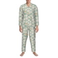 thumbnail image 3 of Naloa Daisies Flowers Men’s Pajamas Set - Long Sleeve Button Down Sleep Shirt and Pajama Bottoms Sleepwear Set-Large, 3 of 7