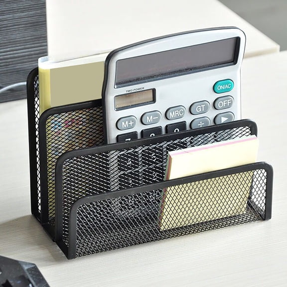 Sioweci 3-Tier Desktop Stacking File Holder Black Metal Mesh Mail Organizer Letter Holder Reinforced Design Space-Saving File Storage Rack for Desk Countertop Kitchen Black