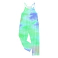 thumbnail image 5 of TOOYOU Girls Summer Jumpsuit Tie-Dye V Neck Sleeveless Romper Loose Fit Casual Jumpsuit With Pockets For Teens And Juniors Child Lively Playwear Size 4-5 Years ,Light Green, 5 of 5