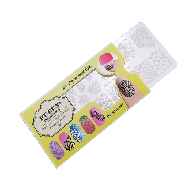 PUEEN Placa de estampado para decoración de uñas - Amante de los cuentos de hadas 02-125x65 mm Kit único de accesorios para placas de imagen de manicura con estampado de esmalte de uñas BH000662