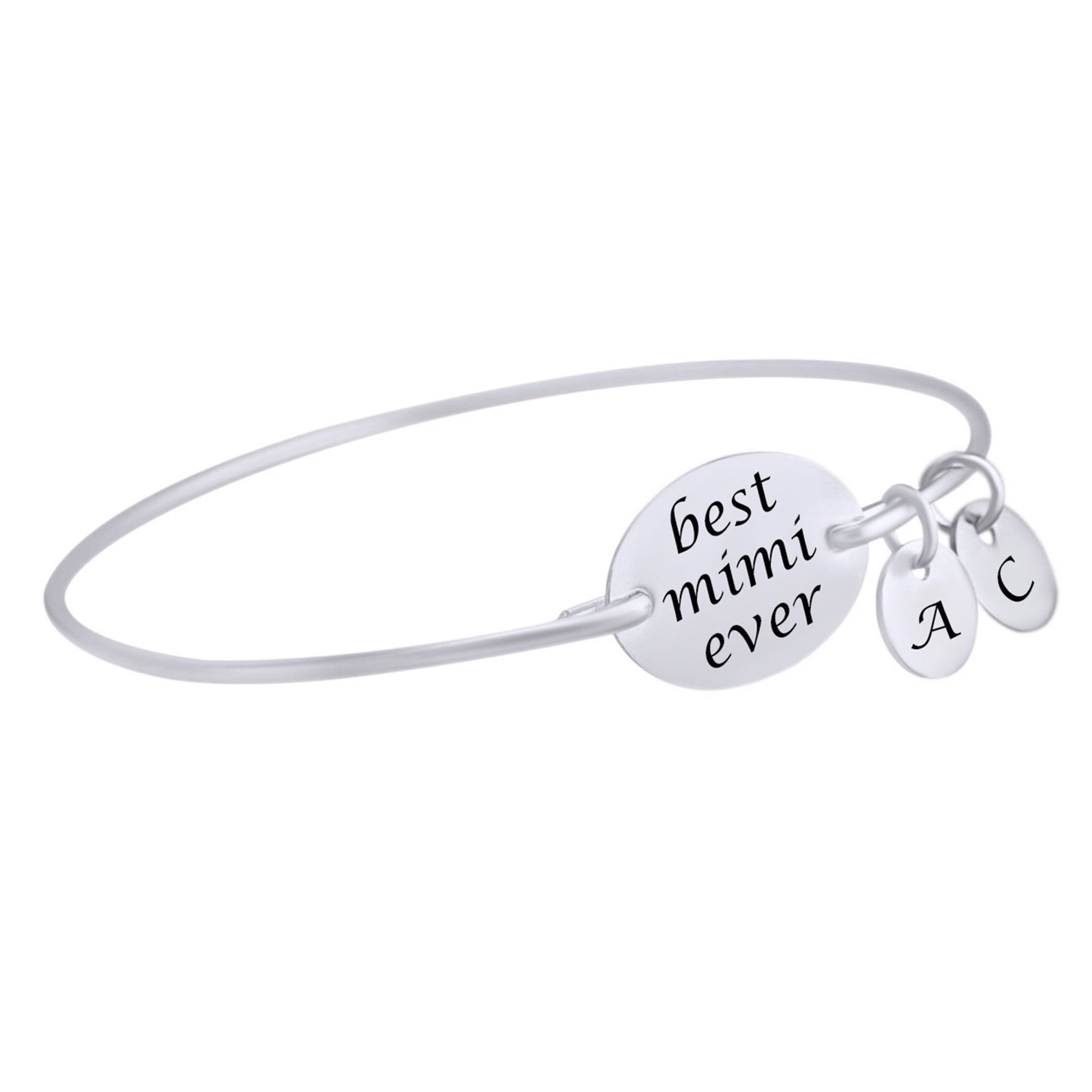 Initial Letter Customize Best Mimi Ever 14k White Gold Over