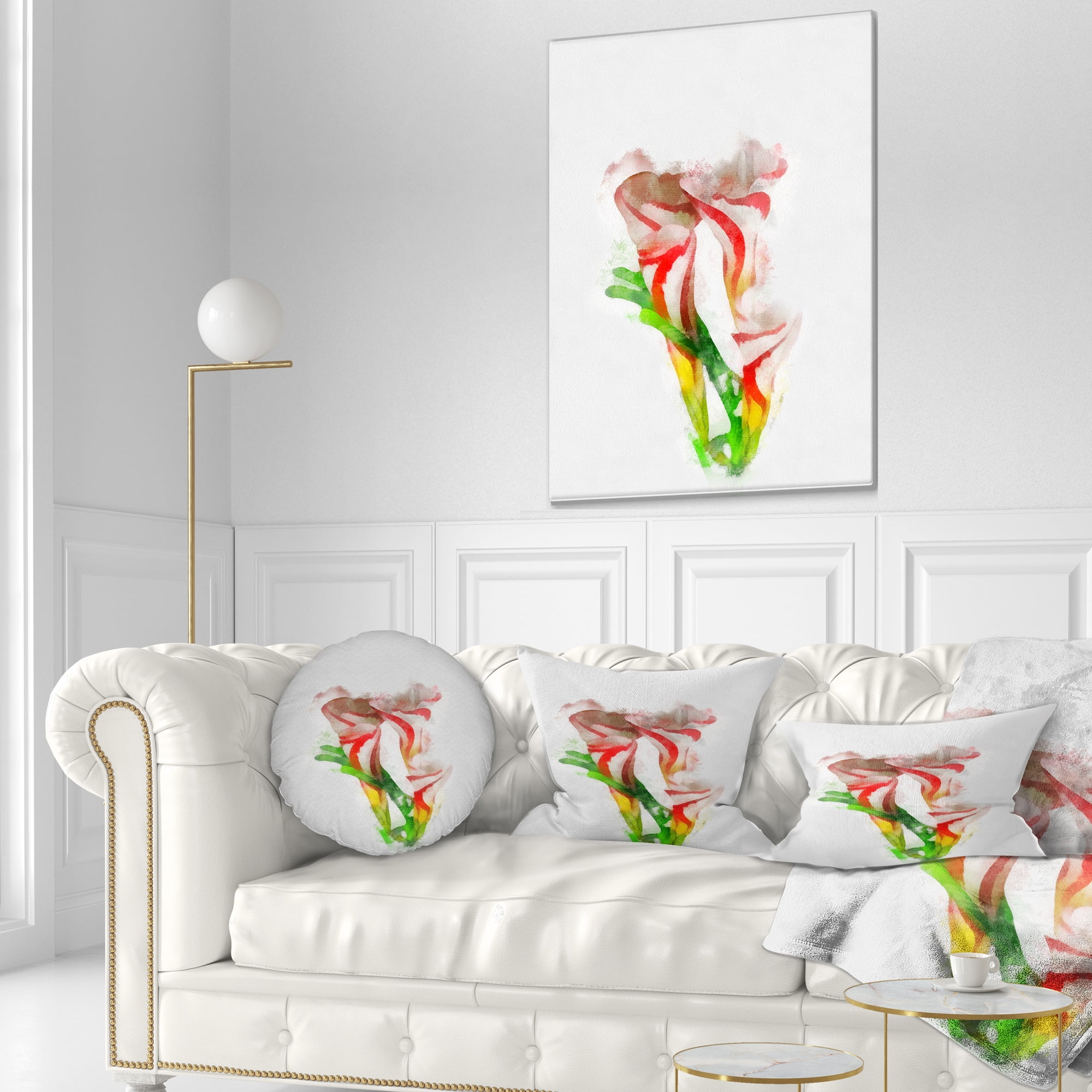 Designart Beautiful Bell Flower Watercolor - Floral Throw Pillow - 12x20