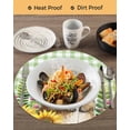 thumbnail image 3 of 15 Inch Round Placemats Set of 4, Groundhog Day Non Slip Heat Insulation PP Table Mats, Green Plaid Sunflower Spring Floral Washable Place Mats for Kitchen Dining Party Table Decor, 3 of 7
