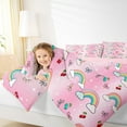 thumbnail image 4 of Castle Fairy Kawaii Bow Knot 3 Pieces Queen Comforter Set,Cartoon Rainbow Cherry Ultra Soft Bedding Sets,Gradient Pink Bedding Comforter Set for Girls Kids Children,Ultra Soft Home Decor, 4 of 8