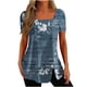 thumbnail image 2 of ICHUANYI Clearance Fashion Womens Casual Printed Square Neck Short Sleeve Buttons Tops Loose Blouses(Blue, XL) ICHUANYI WER2023080707492, 2 of 5