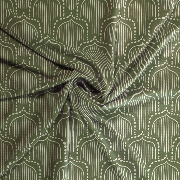 Moss Green Abstract Boho Leaf Bullet Fabric 1 yard