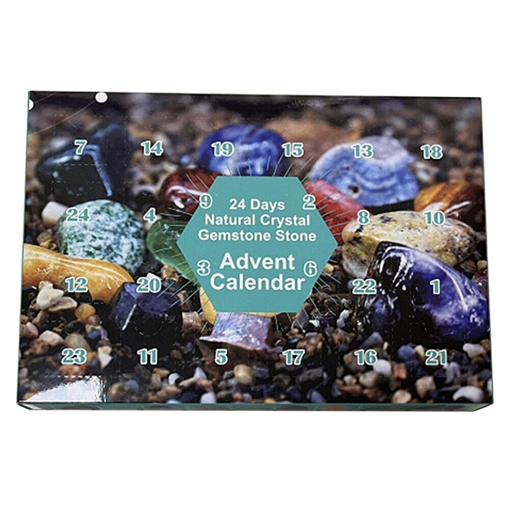 TOPCHANCES Christmas Advent Calendar, 2022 Rocks 24 Days Natural Crystal Gemstone Stone Minerals, Christmas Countdown Calendar for Boys, Girls, Kids, Adults, Christmas Party Favor Gifts, Blue