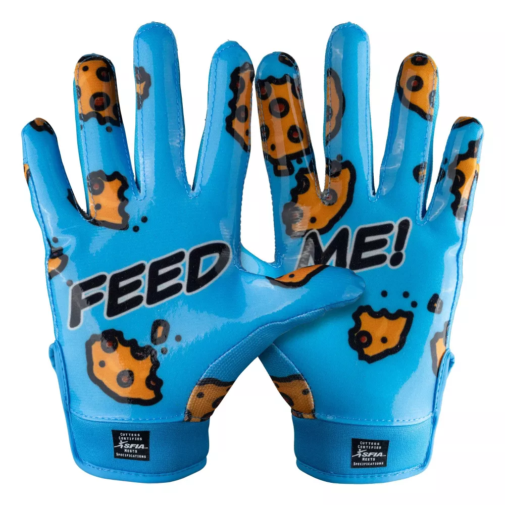 Cutters, Game Day Football Receiver Gloves, Youth, S/M, Feed Me