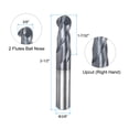 thumbnail image 2 of Uxcell Ball Nose End Mill 3/16" Radius 3/8" Shank Solid Carbide AlTiN Coated Upcut Spiral 2 Flutes, 2 of 6