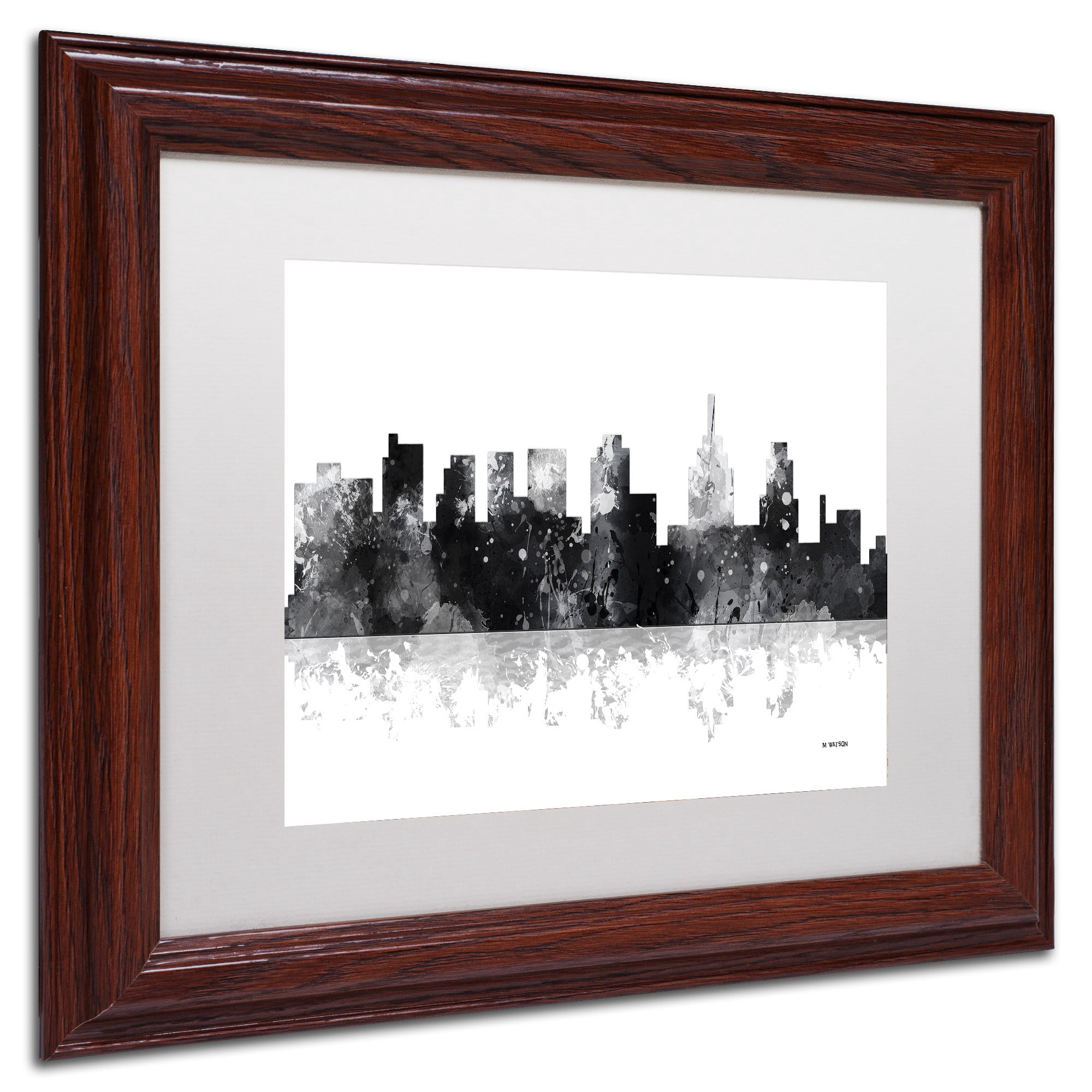 Trademark Fine Art "Philadelphia Skyline BG-1" Canvas Art by Marlene Watson, White Matte, Wood Frame