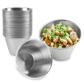 (24 Pack, 2 Sizes) Small Sauce Cups, Stainless Steel Ramekin Dipping Sauce  Cup, Commercial Grade Individual Round Condiment Cups (12 of - 1.5oz: 12 of