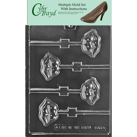 

Luscious Lips Lolly Valentine Chocolate Candy Mold with Exclusive Cybrtrayd Copyrighted Molding Instructions Pack of 3