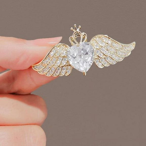 Angel Wing Crystal Brooch All-match Small Fresh Corsage Collar Pin Suit Jacket Pin Bag Dress Lapel Pin Jewelry Accessories